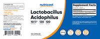 Thumbnail for Nutricost Lactobacillus Acidophilus 10 Billion CFU, 120 Vegetarian Capsules