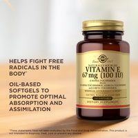 Thumbnail for Solgar Vitamin E 67 mg (100 IU) - 100 Softgels, Pack of 2 - Antioxidant Support - Gluten & Dairy Free - 200 Total Servings