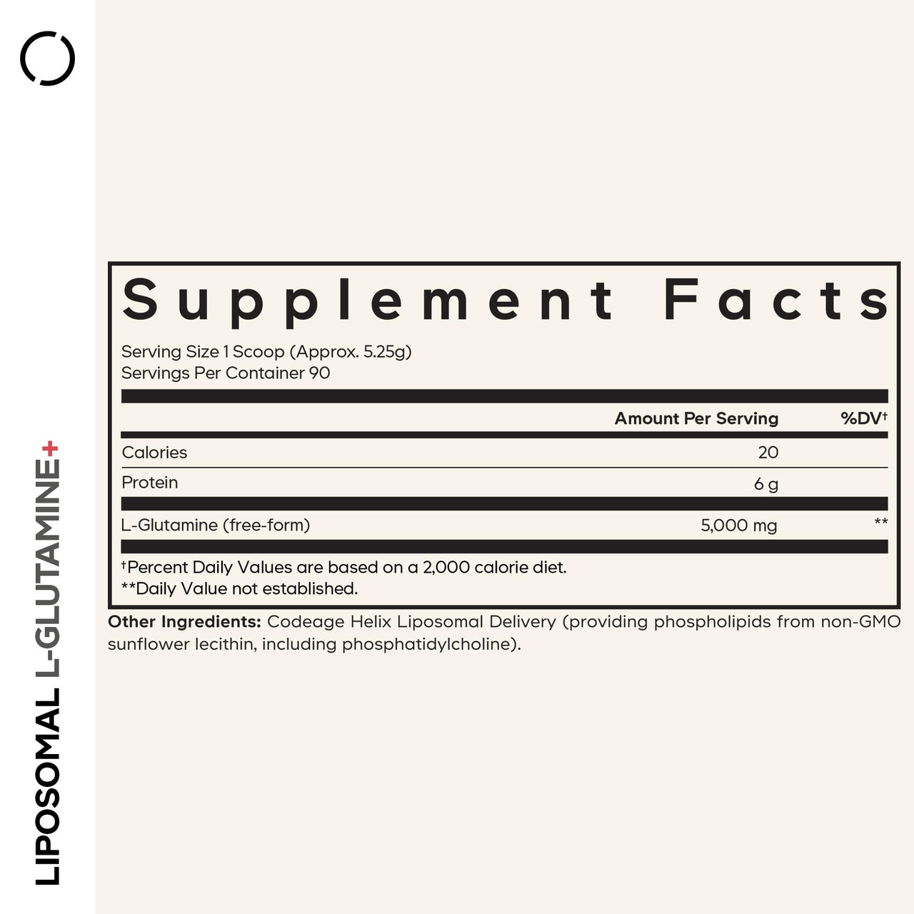 Codeage Liposomal L-Glutamine Powder - High-Potency L-Glutamine 5,000 mg per Serving - 3-Month Supply - Liposomal Delivery, Free-Form Amino Acid, Unflavored Glutamine - Non-GMO Gluten-Free - 16.67 oz