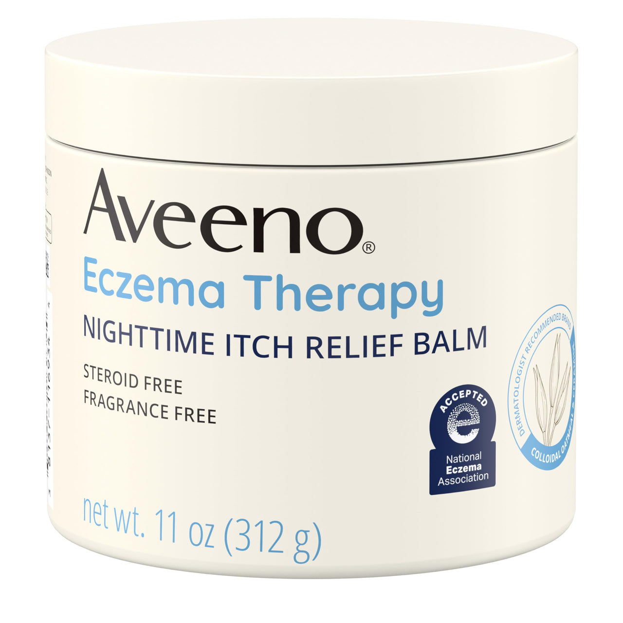 Aveeno Eczema Therapy Nighttime Itch Relief Balm, Eczema Cream for Body, Moisturizing Colloidal Oatmeal & Ceramide Formula, Fragrance Free, Soothing Dry Itchy Skin, 11 fl oz