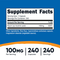 Thumbnail for Nutricost Niacin (Vitamin B3) 100mg, 240 Capsules - with Flushing, Non-GMO, Gluten Free