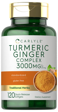 Thumbnail for Carlyle Turmeric and Ginger Supplement | 120 Softgel Capsules | Turmeric Curcumin Complex | with Black Pepper Extract | Non-GMO, Gluten Free