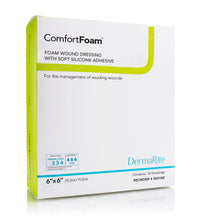 Thumbnail for ComfortFoam Foam Wound Dressing, 6” x 6”, 10 Pack, Soft Silicone Adhesive, Highly Absorbent, Latex Free, Self-Adherent, Flexible, Cut to Fit