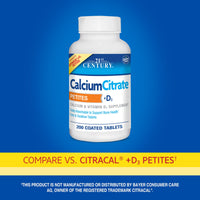 Thumbnail for 21st Century Calcium Citrate + D3 Petites Coated Tablets 200 ea