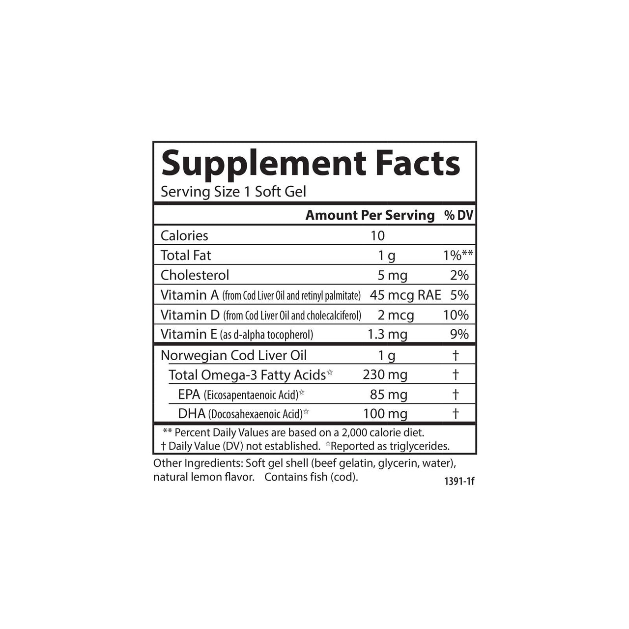 Carlson - Cod Liver Oil Gems, Low Vitamin A, 230 mg Omega-3s, Norwegian, Wild Caught, Sustainably Sourced, 150 Softgels