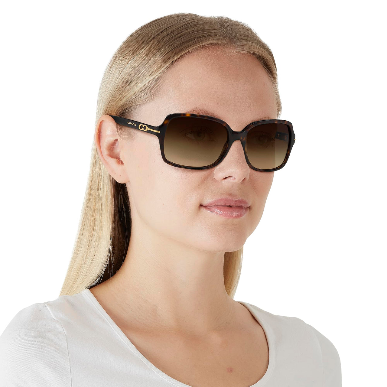 Coach HC8116 Blair Sunglasses, Dark Tortoise/Brown Gradient, 56 mm