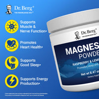 Thumbnail for Dr. Berg Magnesium Glycinate Powder for Sleep, Relaxation, & Stress Relief - Now Includes Vitamin D3 & Zinc - Delicious Raspberry & Lemon Flavor (50 Servings) Magnesium Powder - Magnesium Drink Powder