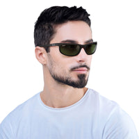 Thumbnail for Ray-Ban Unisex Rectangular Sunglasses Black Frame Green Lens