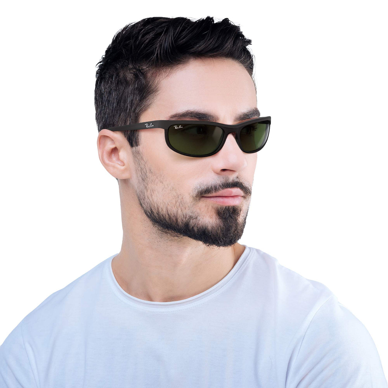Ray-Ban Mens RB2027 Predator 2 Rectangular Sunglasses, Black/ Matte Black/G-15 Green, 62 mm