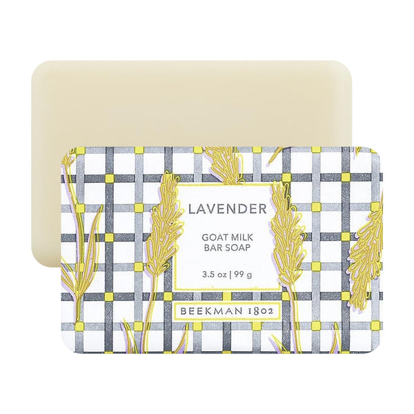 Beekman 1802 Goat Milk Body Soap Bar, Lavender - Scented - 9 oz - Nourishes, Moisturizes & Hydrates - 100% Vegetable Soap with Lactic Acid - Good for Sensitive Skin - Cruelty Free