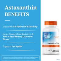 Thumbnail for Doctor's Best Astaxanthin Vegan Supplement 6 mg - Skin Elasticity & Antioxidant Support for Men & Women, Extract from Haematococcus Pluvialis Microalgae, Non GMO, Gluten Free - 90 Veggie Softgels