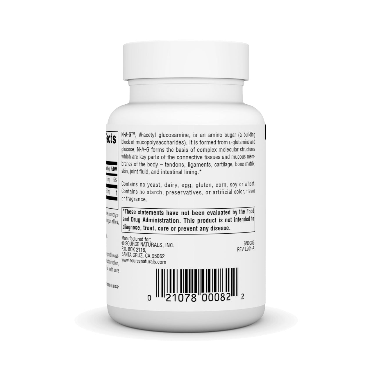 Source Naturals N-A-G 250 mg N-Acetyl Glucosamine for Joint Support and Intestinal Lining - 120 Tablets