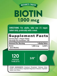 Thumbnail for Nature's Truth Biotin 1000mcg | 120 Tablets | Vegan, Non-GMO, Gluten Free Supplement