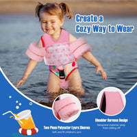 Thumbnail for MoKo Toddler Swim Vest for Kids, Swim Arm Floaties 15-30 lbs Cartoon Swimming Water Wings with Crotch Strap, Pool Float Vests Sleeves Shoulder Straps Arm Band for Children, Pink Whale