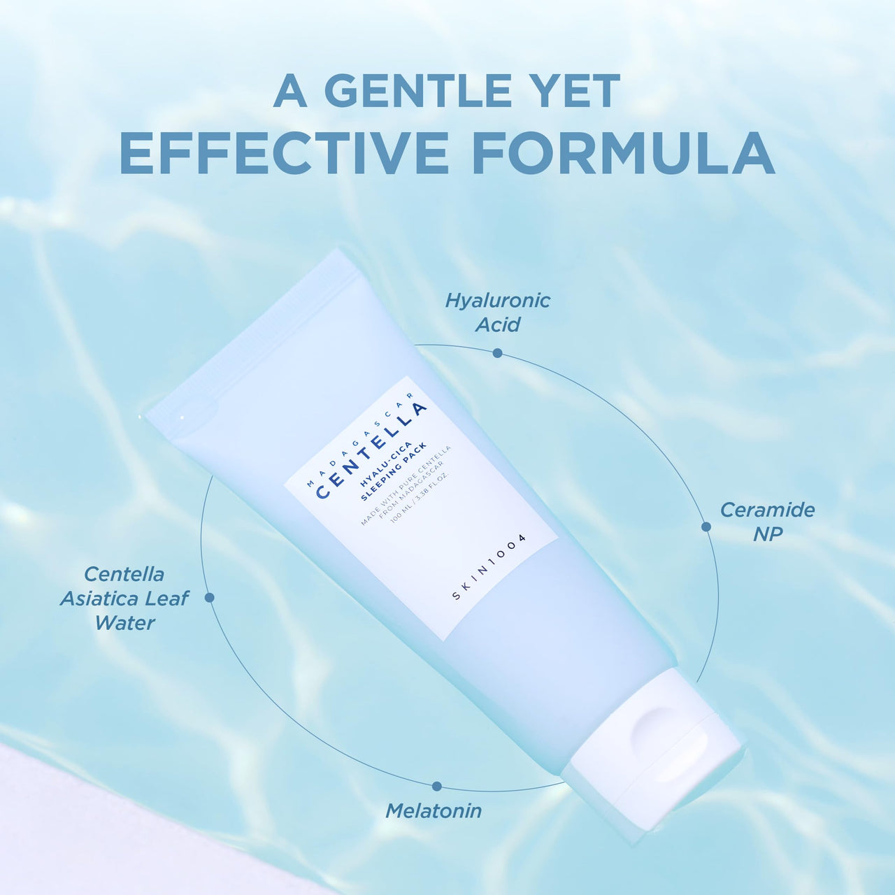 SKIN1004 Hyalu-CICA Sleeping Pack 3.38 fl.oz, 100ml Melatonin Hyaluronic Acid Centella Asiatica Extract Moist and Revitalization Multi Care Solutions
