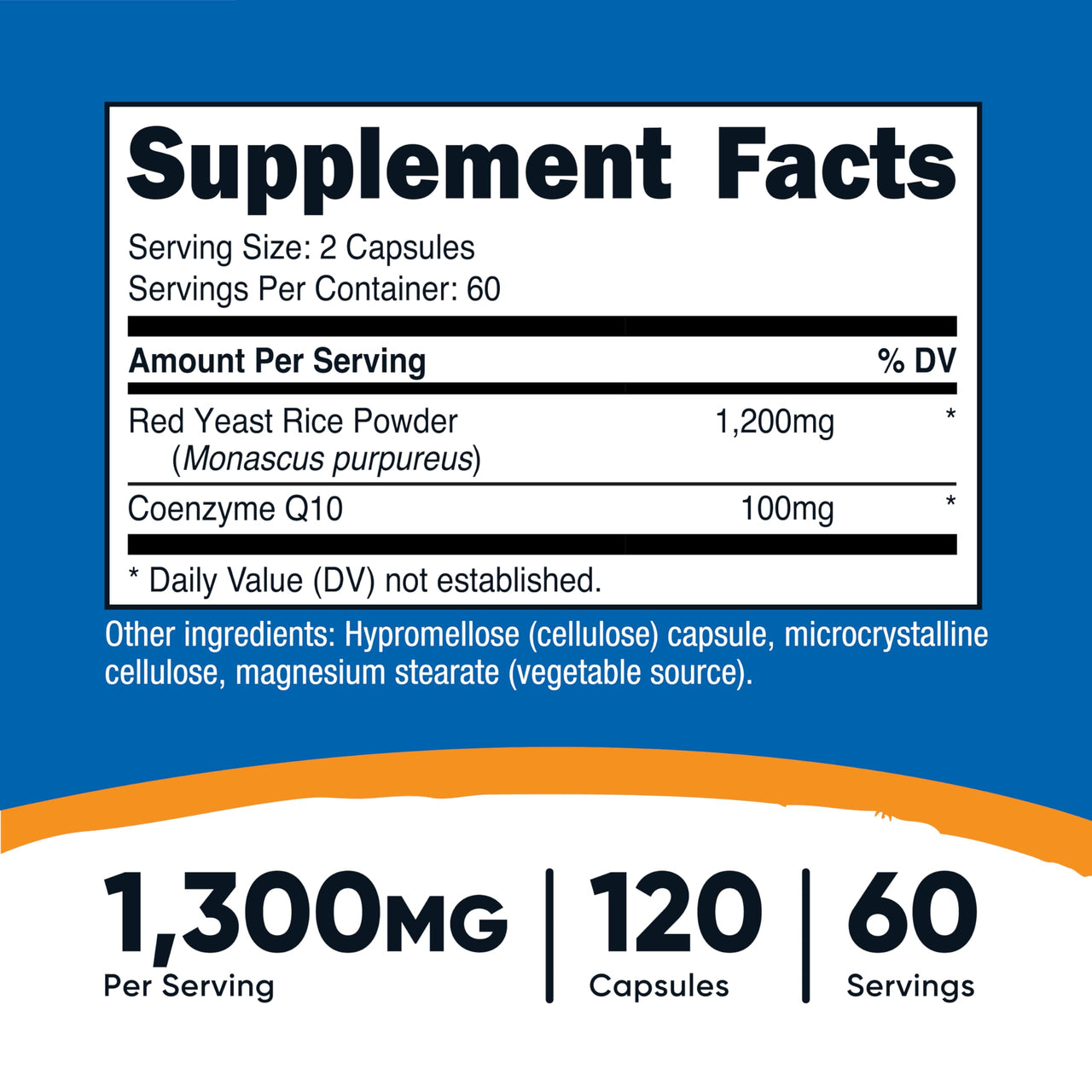 Nutricost Red Yeast Rice with CoQ10 1300mg, 120 Capsules, 60 Servings - Non-GMO, Gluten Free