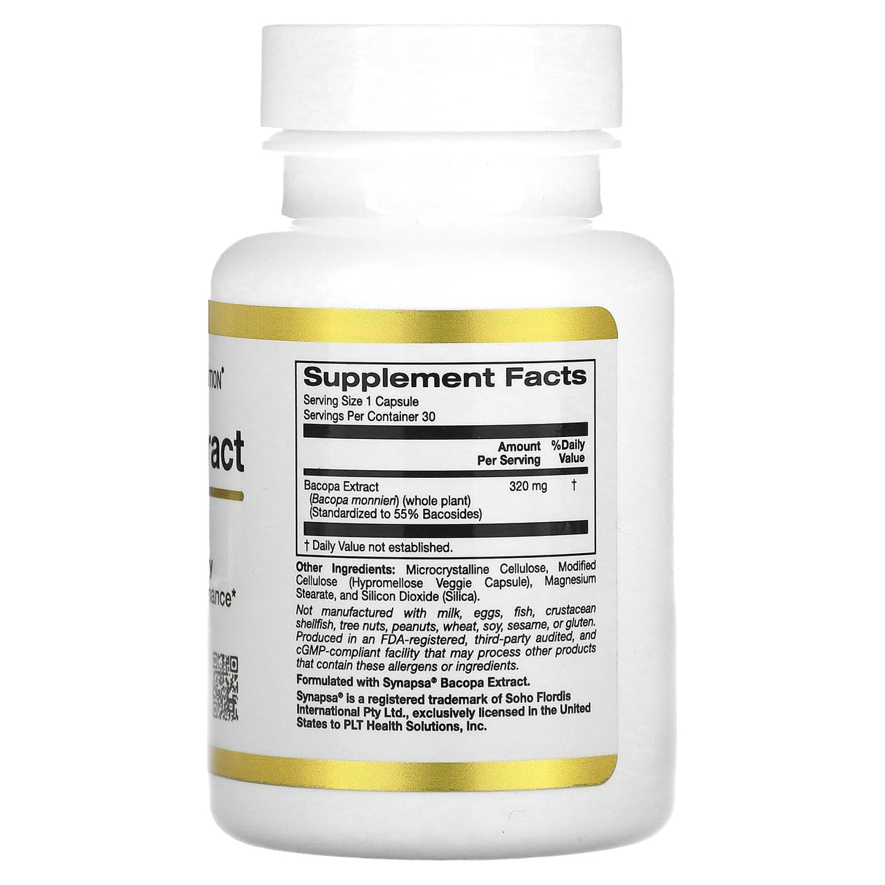 California Gold Nutrition Bacopa Extract, 320 mg, 30 Veggie Capsules