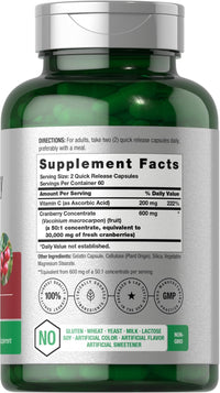 Thumbnail for Horbäach Cranberry Concentrate Extract Pills + Vitamin C | 120 Capsules | Supplement for Women and Men | Triple Strength Ultimate Potency Formula | Non-GMO and Gluten Free