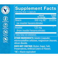 Thumbnail for The Vitamin Shoppe No Flush Niacin 500mg - Cholesterol & Cardiovascular Support | Inositol Hexanicotinate | 100 Capsules | Flush-Free