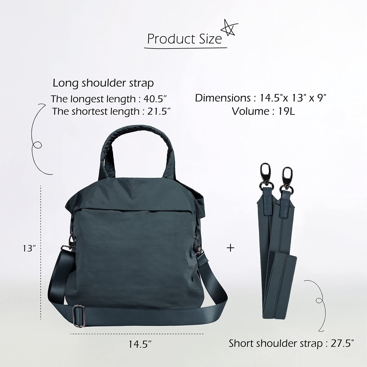 ODODOS 19L Multi Hobo Bags 2.0 with 2 Straps for Women, Totes Handbags, Crossbody Shoulder Bags, Deep Navy