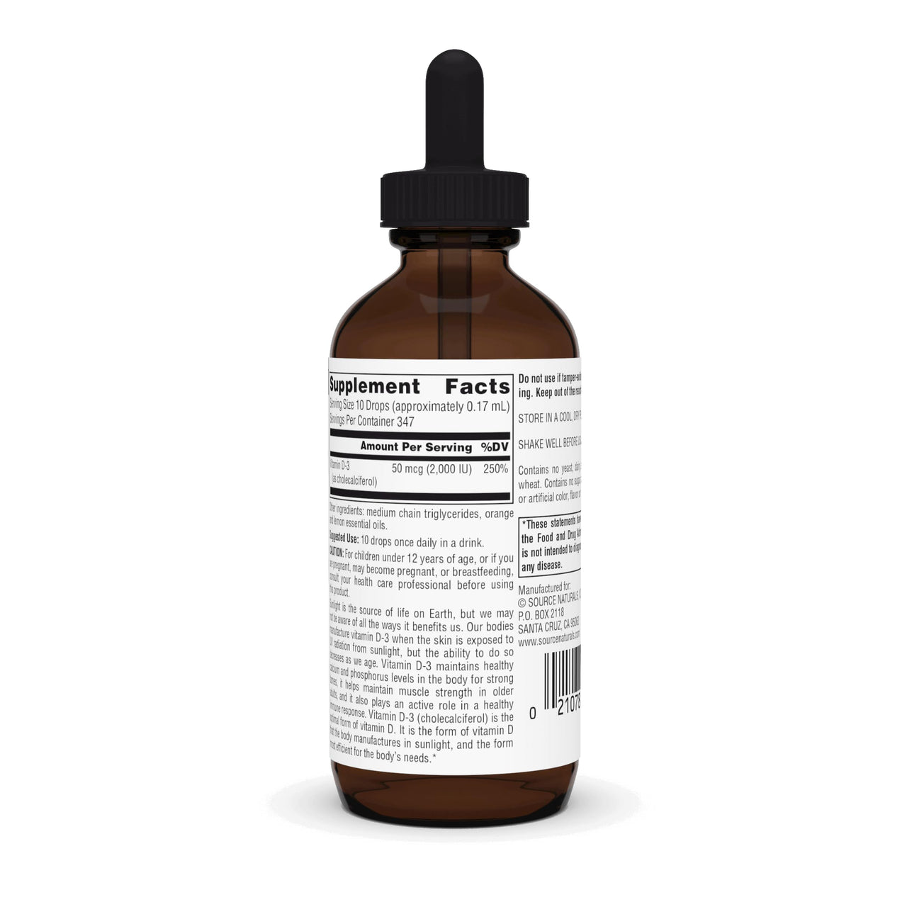 Source Naturals Vitamin D-3 Liquid Drops 2000 iu Supports Bone & Immune Health* - 2 Fluid oz
