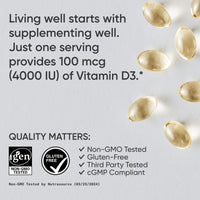 Thumbnail for Sports Research® Vitamin D3 4000iu/100mcg with Coconut MCT Oil, 360 Count