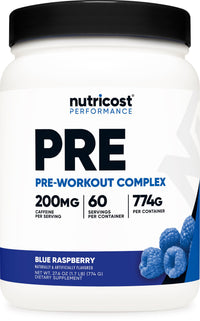 Thumbnail for Nutricost Pre-Workout Complex Powder (60 Servings, Blue Raspberry) - Pre-Workout Supplement with Beta-Alanine, Taurine & Amino Acids