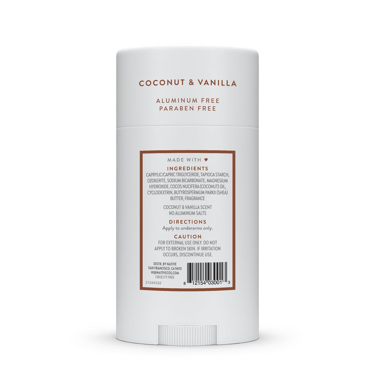 Native Deodorant Contains Naturally Derived Ingredients, 72 Hour Odor Control, Deodorant for Women and Men, Aluminum Free, Coconut & Vanilla 2.65oz
