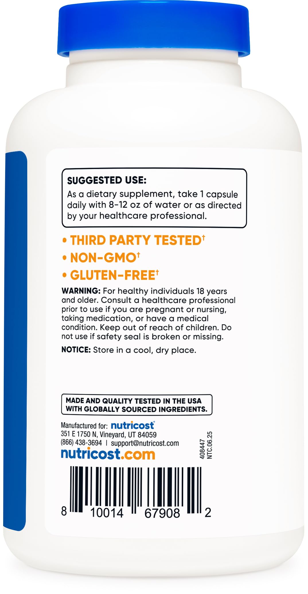 Nutricost Acetyl L-Carnitine (ALCAR) 500mg, 180 Capsules, 180 Servings - Non-GMO and Gluten Free, 1 Capsule per Serving