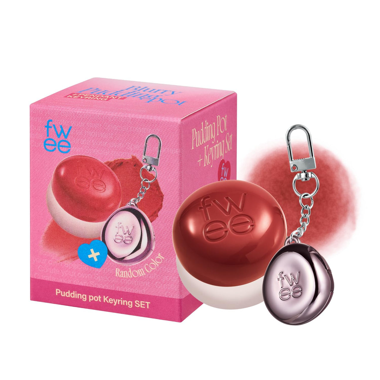 fwee Blurry Pudding Pot + Keychain SET | Airbrushed Blush & Lip, Buildable Pigment, Long-lasting, Lightweight, Easy to Blend, Natural Soft Matte Finish Makeup – Memories (Deep Rose) | 0.17 oz