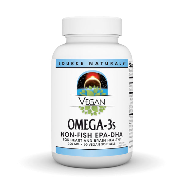 Source Naturals Vegan Omega-3s, Non-Fish EPA-DHA, for Heart and Brain Health Support* 300 mg - 60 Vegan Softfgels