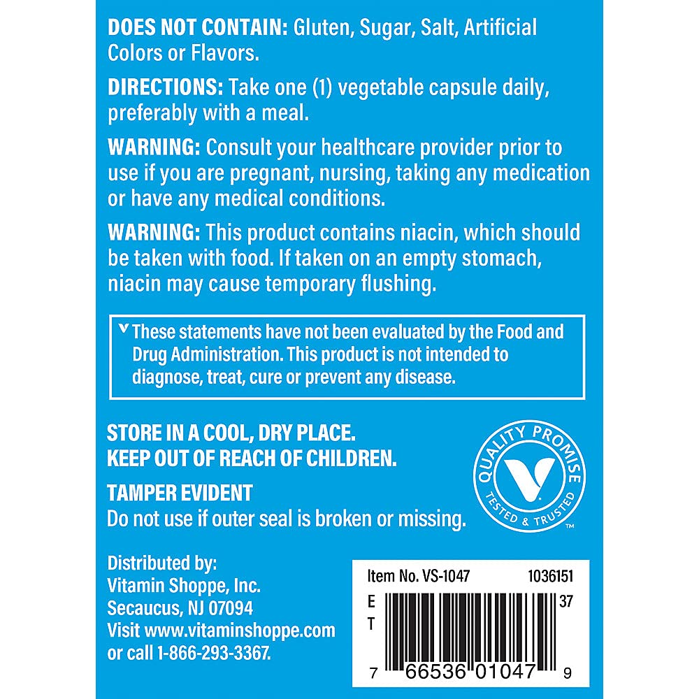 The Vitamin Shoppe B-Complex 50 – Supports Energy Production, Nervous System Function & Nutrient Metabolism – Excellent Source of B1, B2, B6, B12, Niacin, Folic Acid & Biotin (300 Veggie Caps)