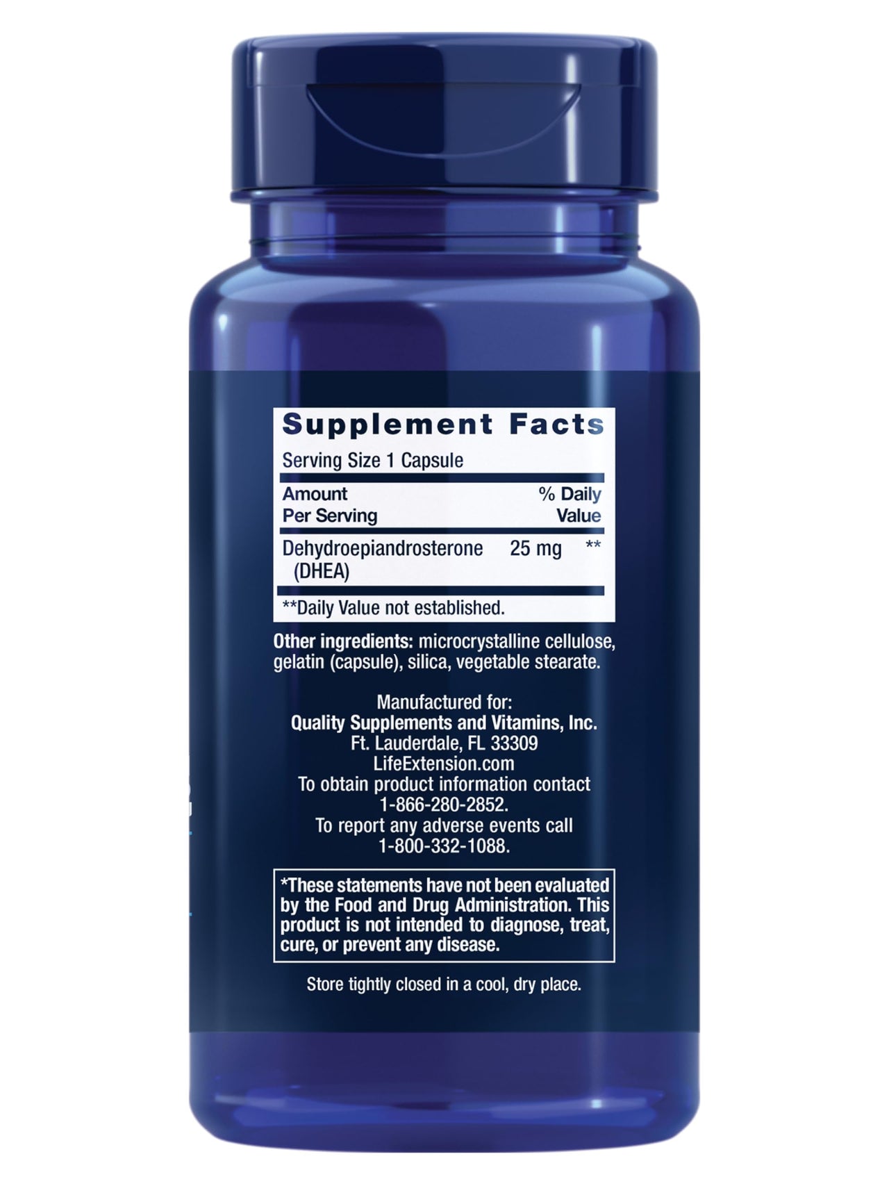 Life Extension DHEA 25 mg – Supplement for Hormone Balance, Immune Support, Sexual Health, Bone & Cardiovascular Health and Anti-Aging and Mood Support – Gluten-Free, Non-GMO – 100 Capsules
