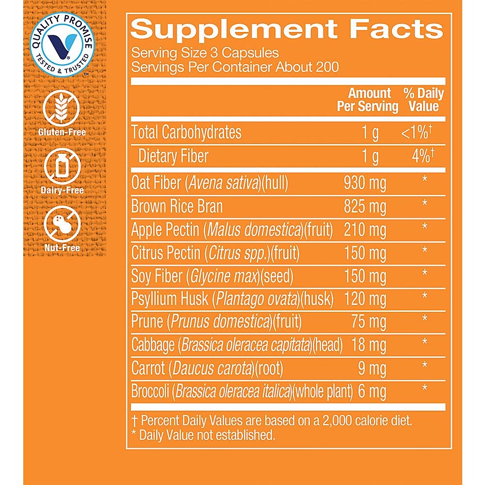 The Vitamin Shoppe Fiber Blend, Natural Source Insoluble and (600 Capsules)