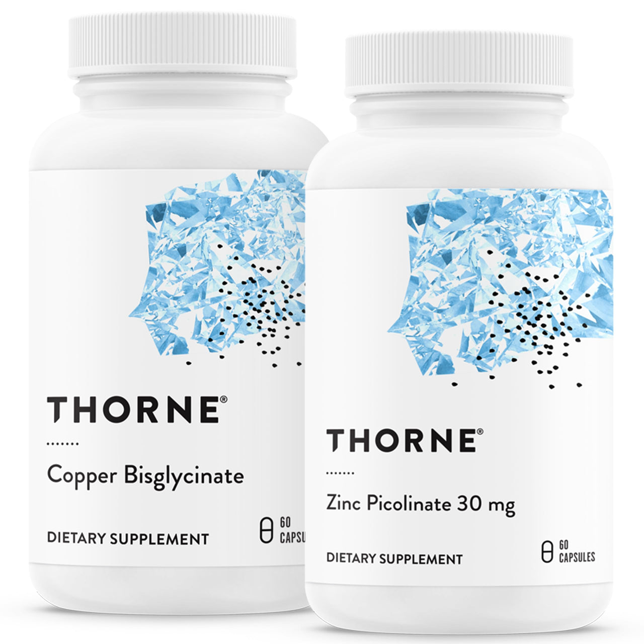 Thorne Trace Minerals Bundle - Zinc Picolinate and Copper Bisglycinate - Essentials for Wellness - 60 Servings