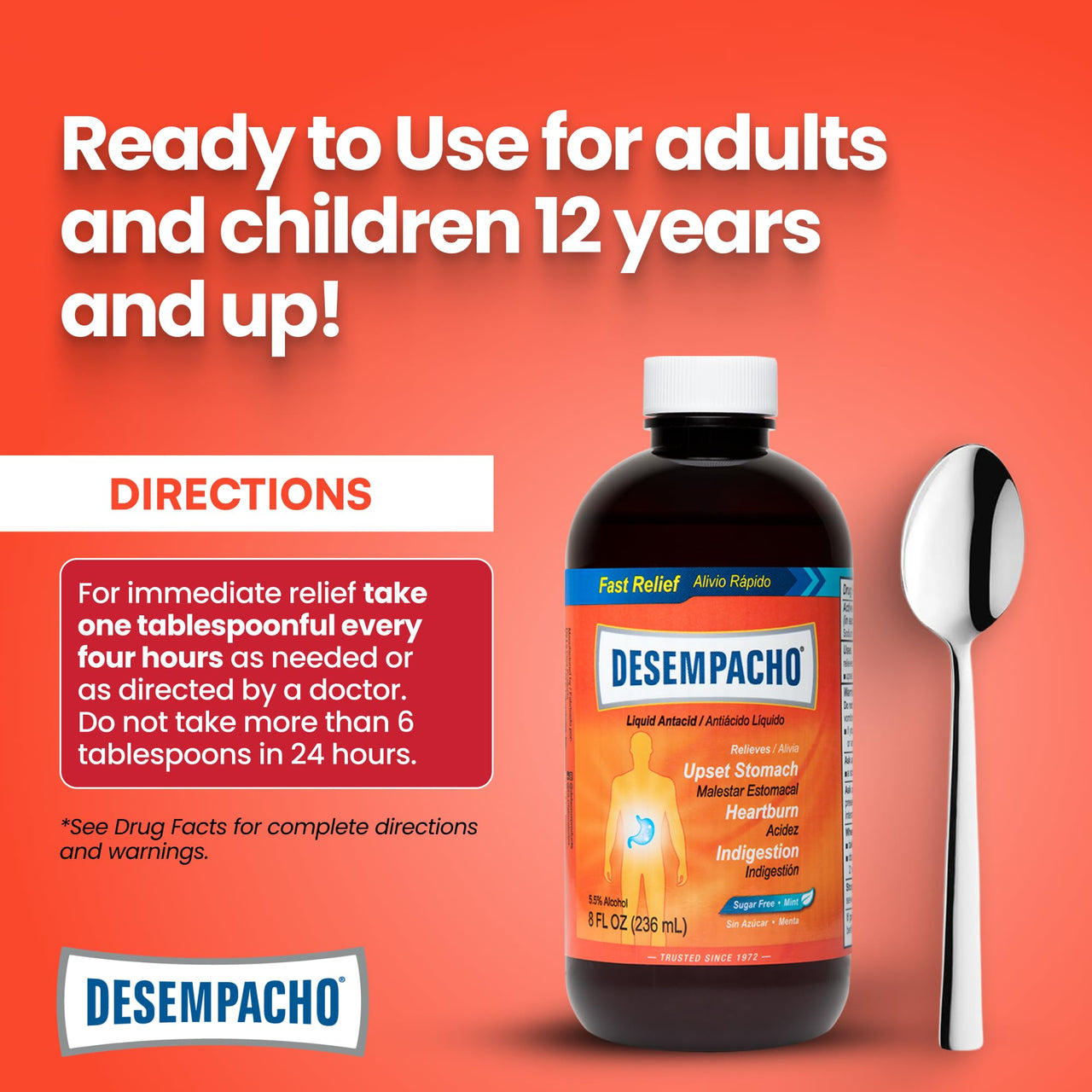 Desempacho Liquid Antacid - Sodium Bicarbonate Maximum Strength Heartburn and Acid Reflux Relief