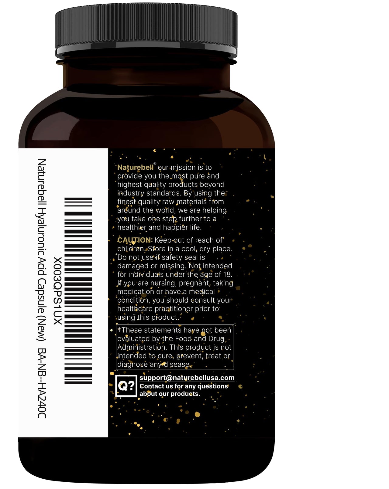 NatureBell 2 Pack Plant Based Hyaluronic Acid Supplements 250mg with 25mg Vitamin C & Biotin 5000mcg, 480 Total Capsules | Essential for Hair Growth, Joint Support, & Hydrating Skin | Non-GMO