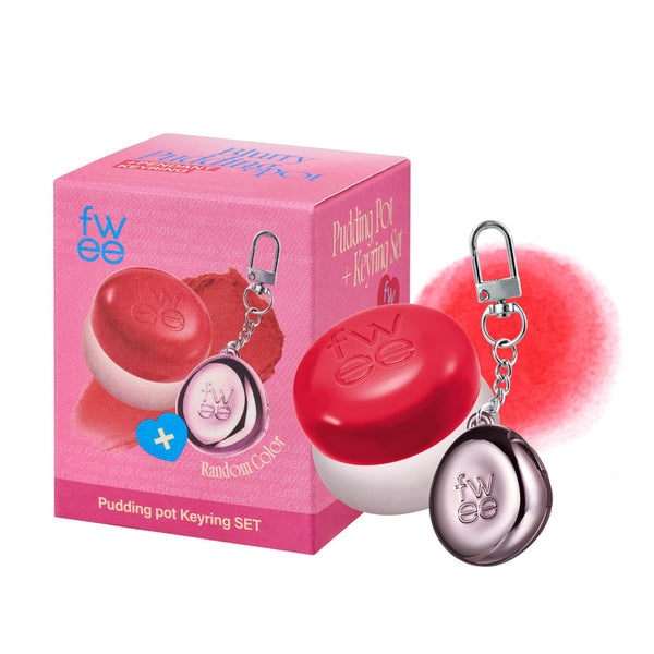 fwee Blurry Pudding Pot + Keychain SET | Airbrushed Blush & Lip, Buildable Pigment, Long-lasting, Lightweight, Easy to Blend, Natural Soft Matte Finish Makeup â€“ D-day (Neon Red) | 0.17 oz
