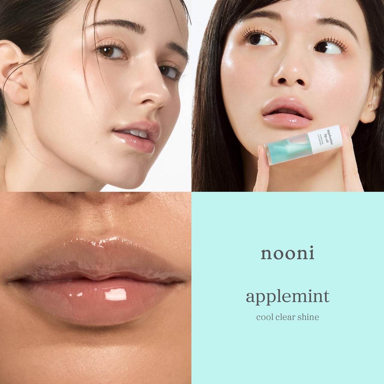 NOONI Korean Lip Oil - Applemint | Long-Lasting, Moisturizing, Plumping, Revitalizing for Dry Lips, Waterproof, No Peel Off, Hydrating, Nourishing Crystal Clear, 0.12 FL Oz