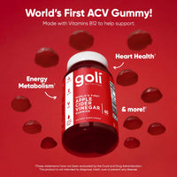 Thumbnail for Goli Apple Cider Vinegar Gummies - Worlds First ACV Gummy with Vitamin B12, Beetroot & Pomegranate - Vegan, Non-GMO, Gluten-Free - 180 Count (Pack of 3)