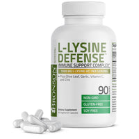 Thumbnail for Bronson L-Lysine Defense Immune Support Complex 1500 MG L-Lysine Plus Olive Leaf, Garlic, Vitamin C and Zinc - Non-GMO, 90 Vegetarian Capsules