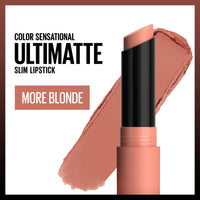 Thumbnail for Maybelline Color Sensational Ultimatte Matte Lipstick, Non-Drying, Intense Color Pigment, More Blonde, Sandy Nude, 1 Count