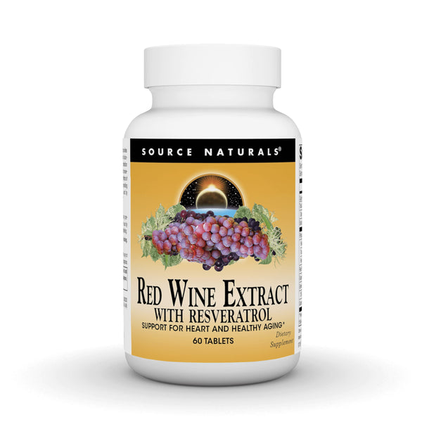 Source Naturals Red Wine Extract with Resveratrol, Suport for Healthy Aging* - 60 Tablets