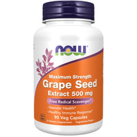 Thumbnail for Now Supplements, Grape Seed Extract, Maximum Strength 500 mg (a Highly Concentrated Extract with a Minimum of 90% Polyphenols), 90 Veg Capsules