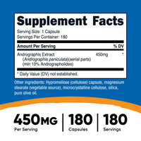 Thumbnail for Nutricost Andrographis Extract 450mg, 180 Vegetarian Capsules - Non-GMO & Gluten Free