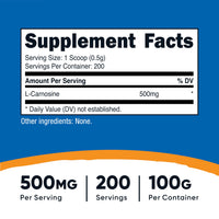 Thumbnail for Nutricost L-Carnosine Powder 100 Grams (200 Servings) - Non-GMO
