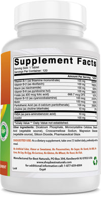 Thumbnail for Best Naturals B-100 Complex for adults, 120 Tablets