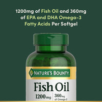 Thumbnail for Nature's Bounty Fish Oil Omega 3 Supplements - Supports Heart Health, 1200 Mg Fish Oil, Omega-3, 200 Softgels (Pack of 1)