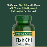 Thumbnail for Nature's Bounty Fish Oil Omega 3 Supplements - Supports Heart Health, 1200 Mg Fish Oil, Omega-3, 200 Softgels (Pack of 1)