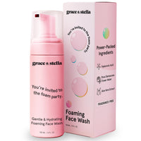 Thumbnail for grace & stella Award Winning Hydrating Face Wash (150ml) - Gentle Foaming Facial Cleanser with Hyaluronic Acid, Rose Water, Aloe Vera - Moisturizing Cleansing Foam for Normal to Very Dry Skin - Vegan